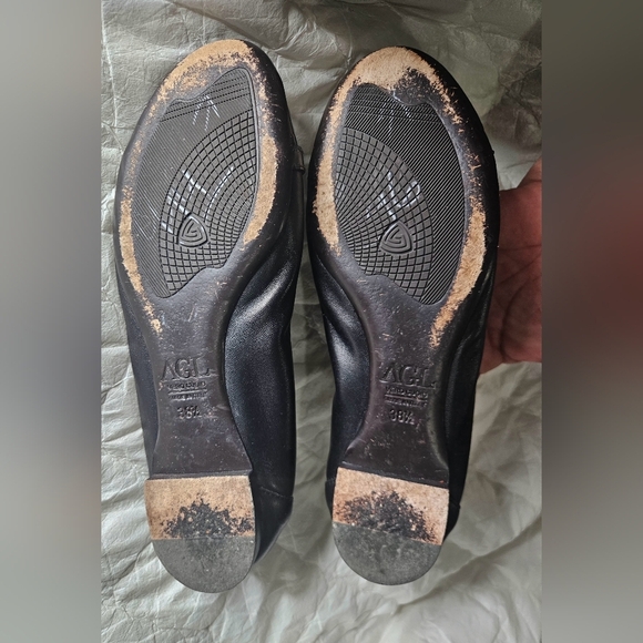 🩷AGL Attilio Giusti Leombruni Women’s Black Leather Ballet Flats - Size 38.5💜 - Picture 2 of 11